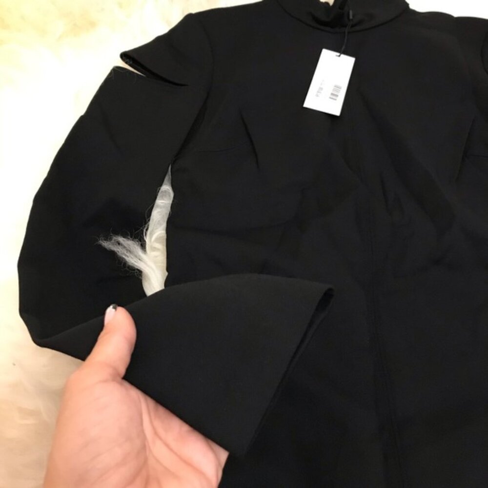 Helmut Lang Long Cutout Sleeve Wool Blend Dress - Picture 2 of 7